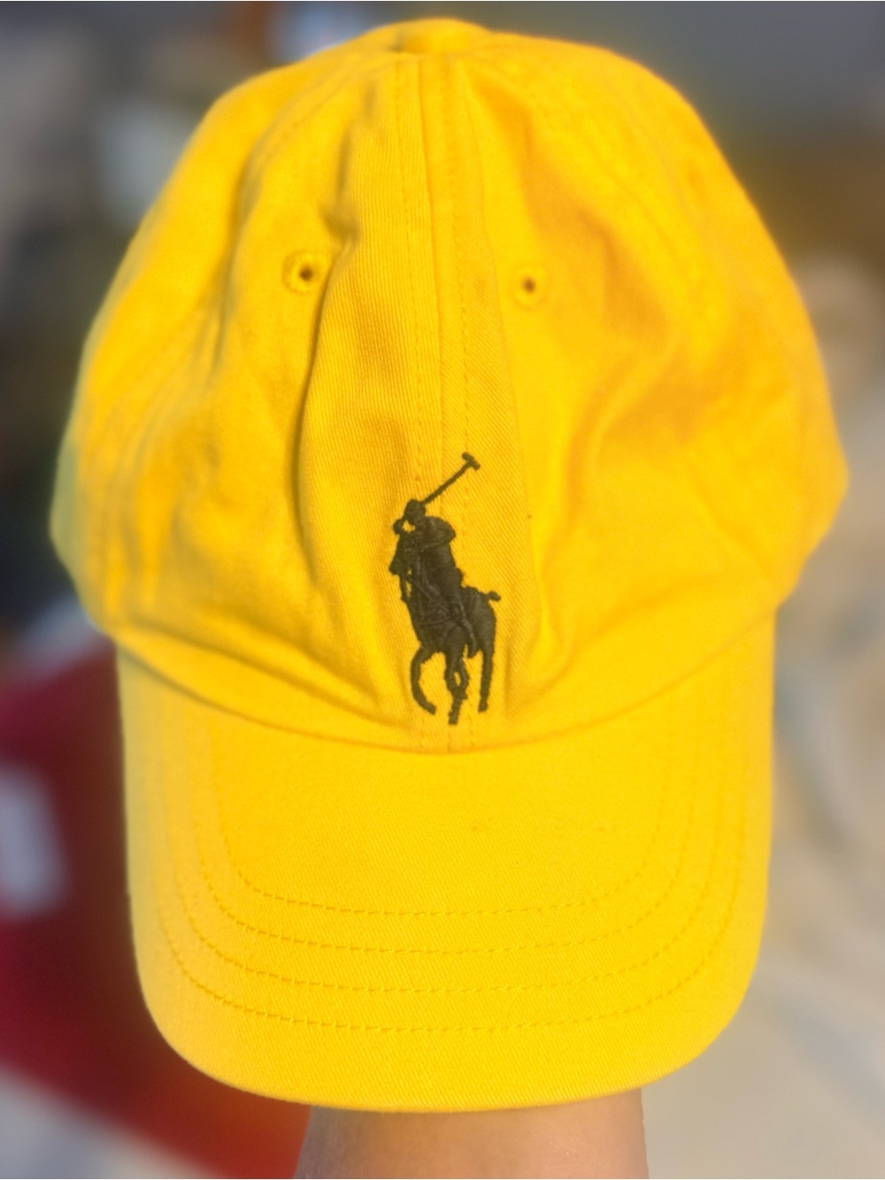 Polo by Ralph Lauren Yellow Baseball Cap with Black Polo Player